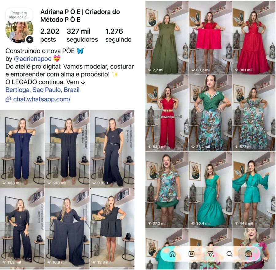 Perfil e vídeos da PÓE no Instagram com milhares de visualizações