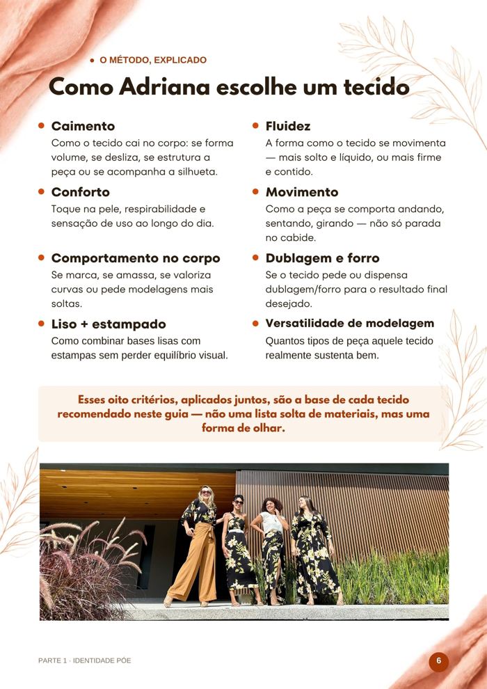 Página Como Adriana escolhe um tecido